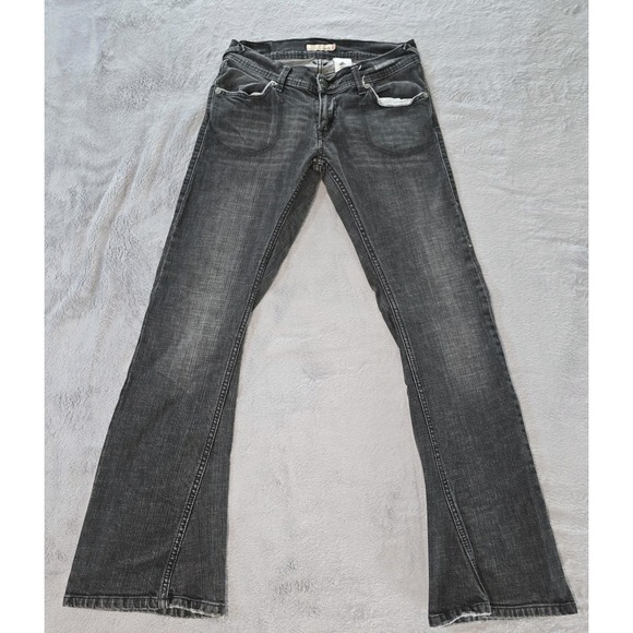 Levi's Y2K Slouch Flare 504 Jeans Size 9M 30" x 31" Black Flaps Low Rise Boho - Picture 1 of 16